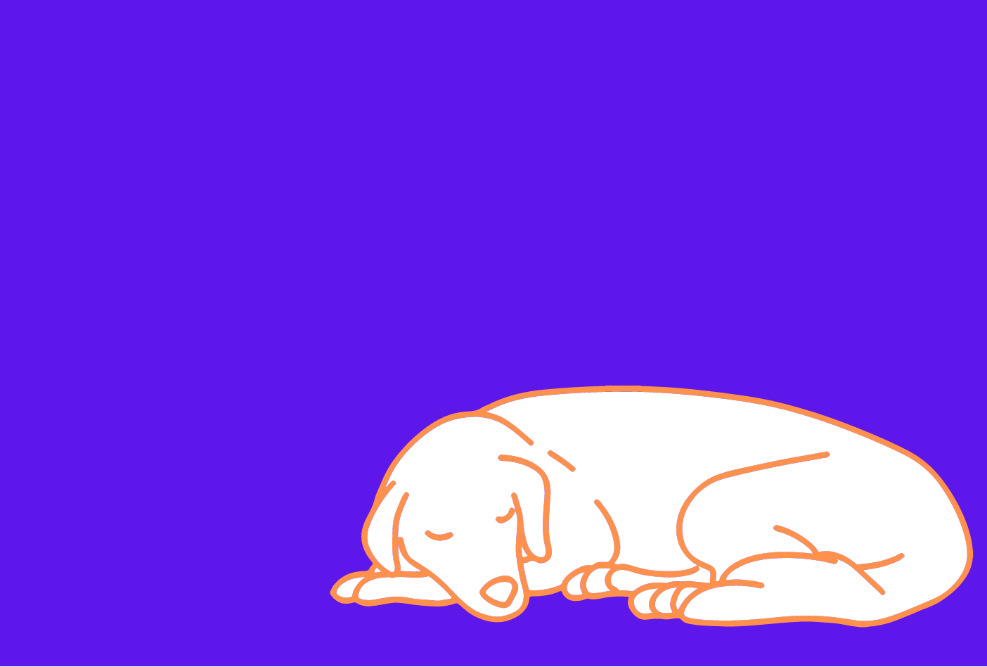 Orange dog outline on purple background