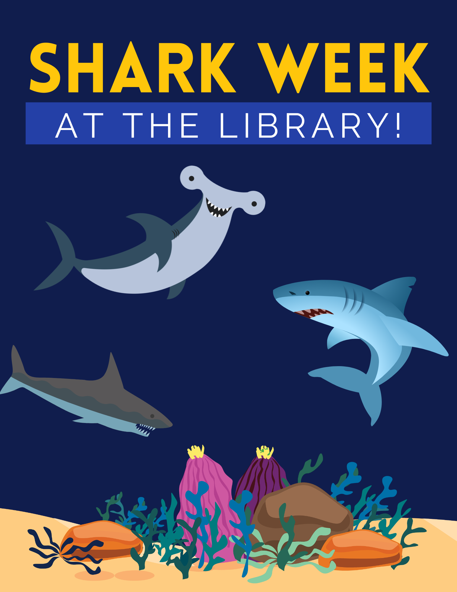 Join us for Shark Week at the Library on August 9 to 14!