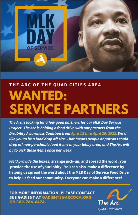 ARC Martin Luther King, Jr. Day of Service Food Drive Poster