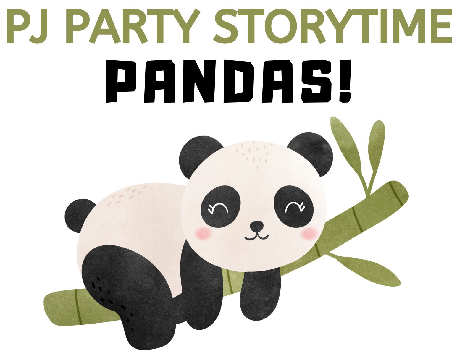 image of panda reclining on bamboo with text