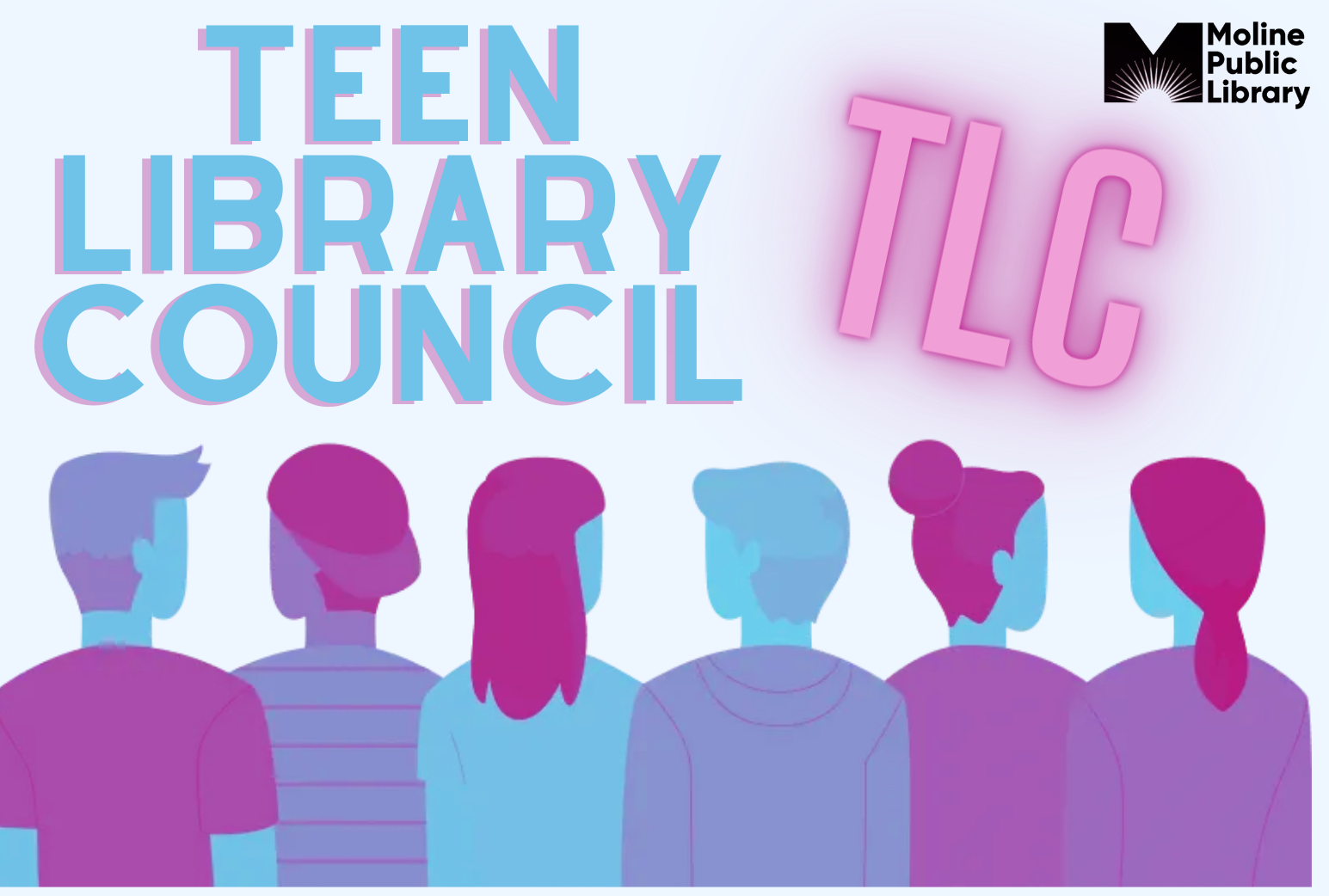 Group of teens with TLC and Teen Library Council writing