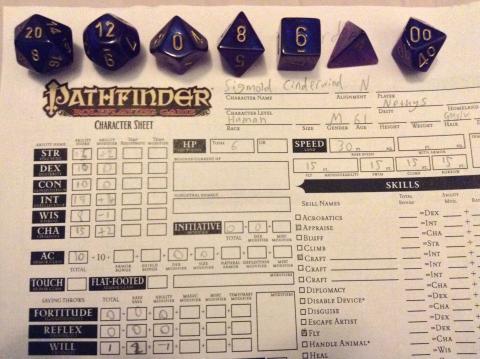 Pathfinder game sheet