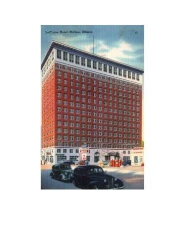 Historic postcard image of Moline's LeClaire Hotel