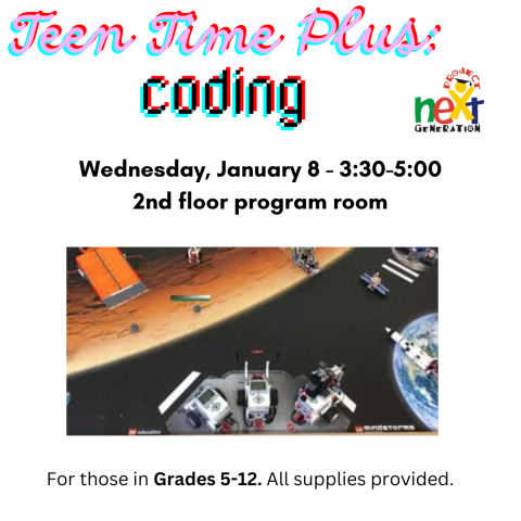 Teen Time Plus Coding Space Challenge January 8 at 3:30