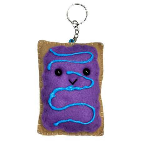 Key Chain with felt purple pop tart.