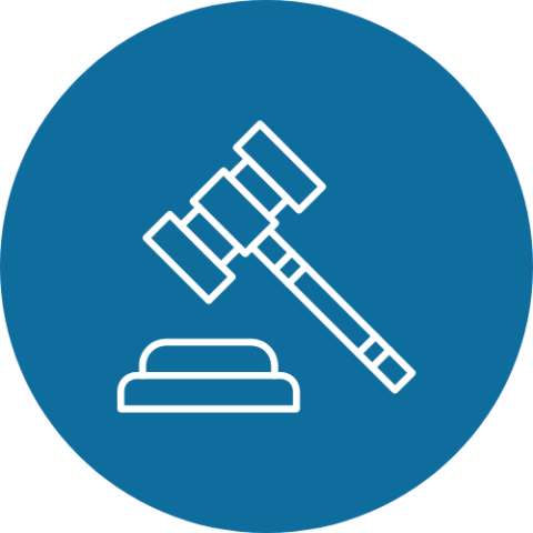 gavel and round block