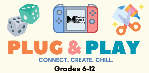 cream background with dice, nintendo switch icon, and craft items with text reading Plug 