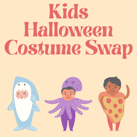 Kids Halloween Costume Swap with 3 children in costume