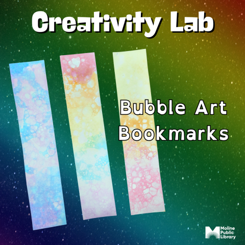 three bookmarks with a colorful bubble pattern
