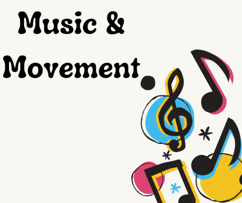 Music and Movement next to musical notes