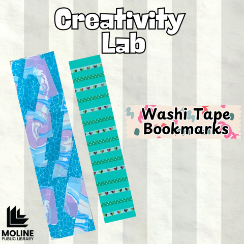 Two bookmarks decorated with washi tape.