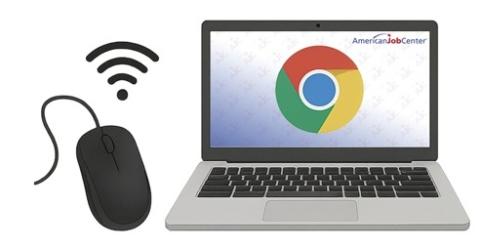 Image of a laptop and computer mouse