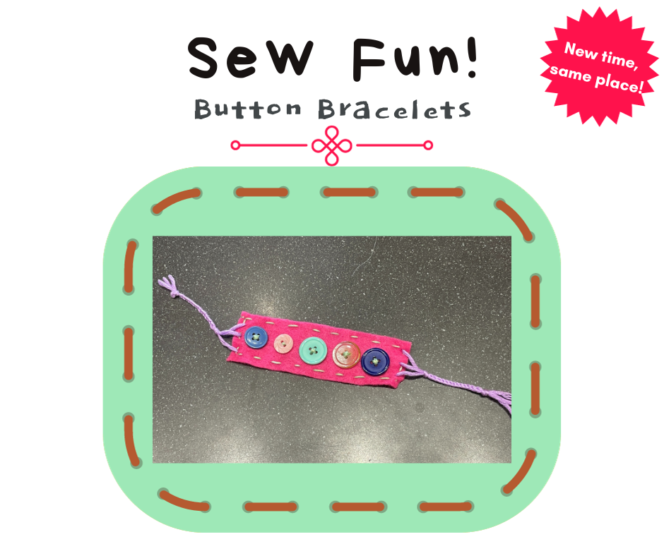 Sew Fun - Cross-Stitching: felt bracelet with buttons pictured.