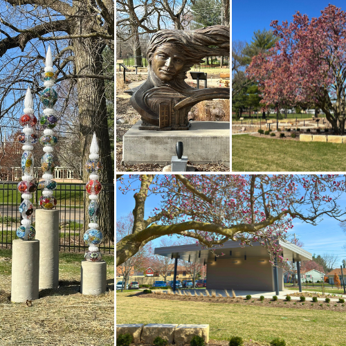 Four views of the Moline Library Gardens.