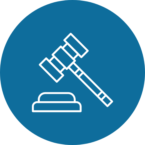 gavel and round block