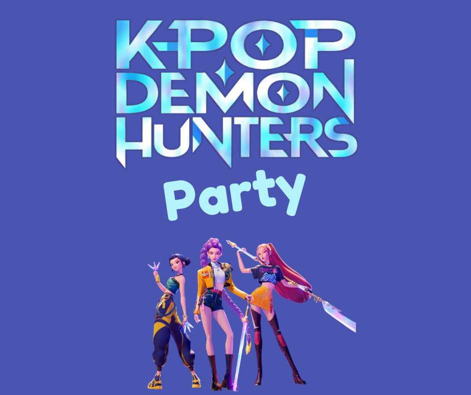 K-Pop Demon Hunters Party over picture of Huntrix